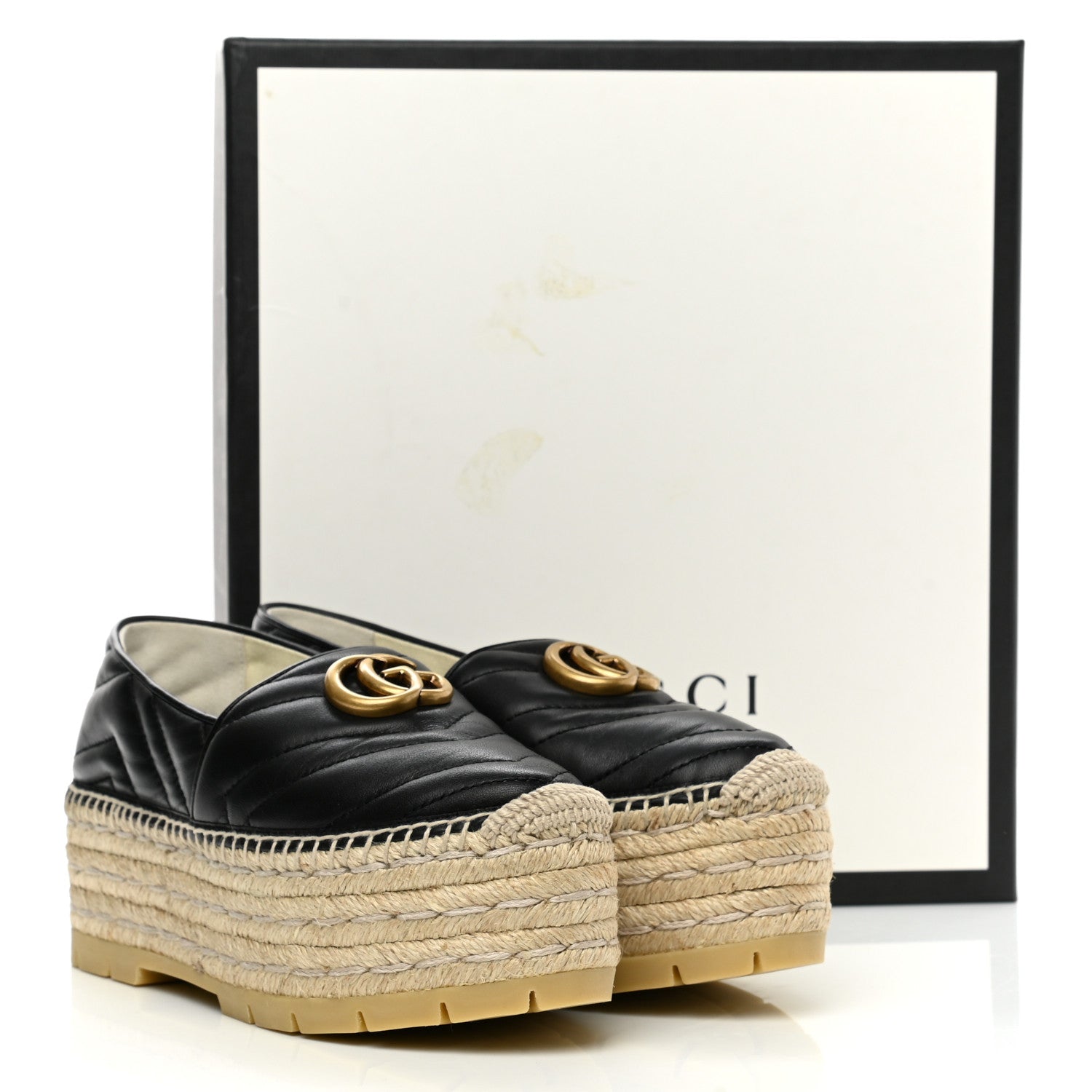 Gucci Nappa Matelasse GG Marmont Platform Espadrilles 35.5 Black 10 of 10