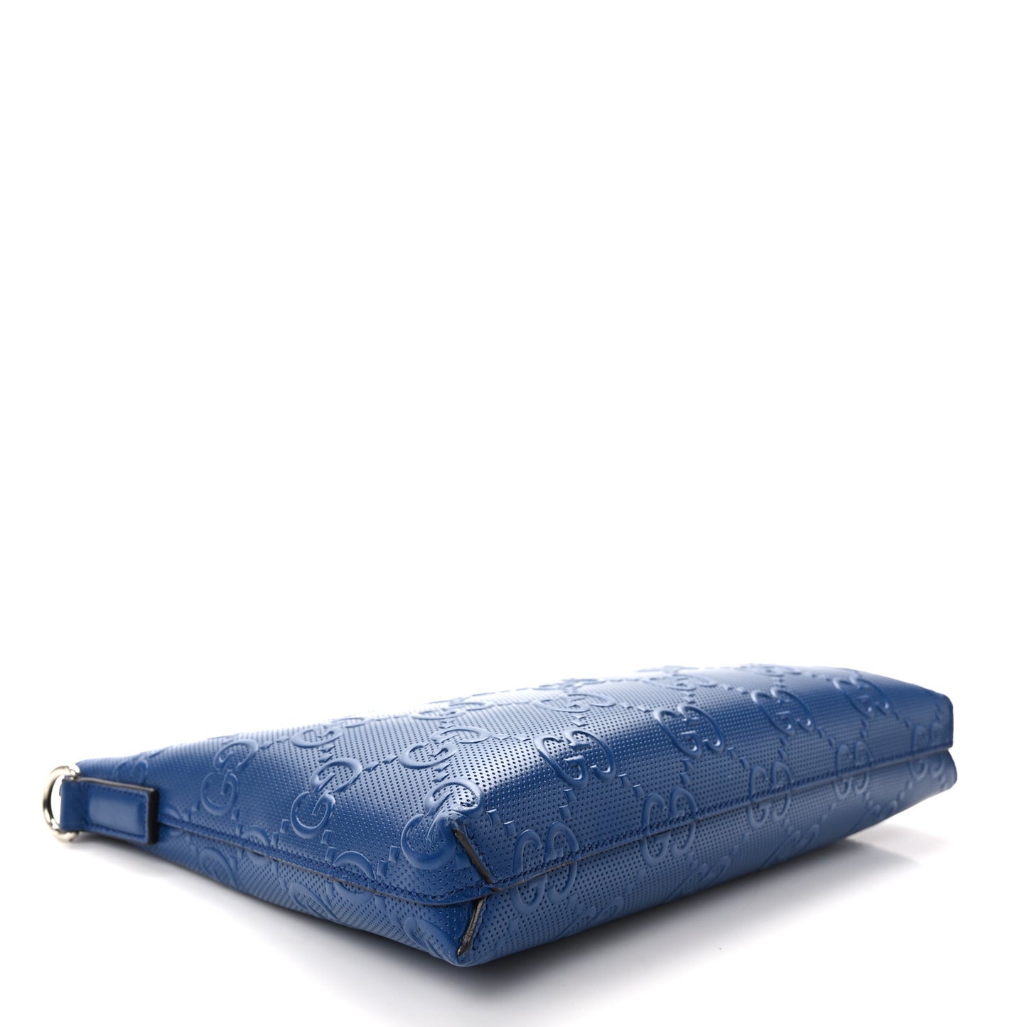 Calfskin GG Tennis Embossed Medium Wristlet Messenger Bag Intense Metal Blue
