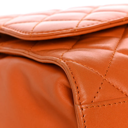 Chanel Lambskin Quilted Jumbo Grocery By Chanel Drawstring Shopping Bag Orange 10 of 16