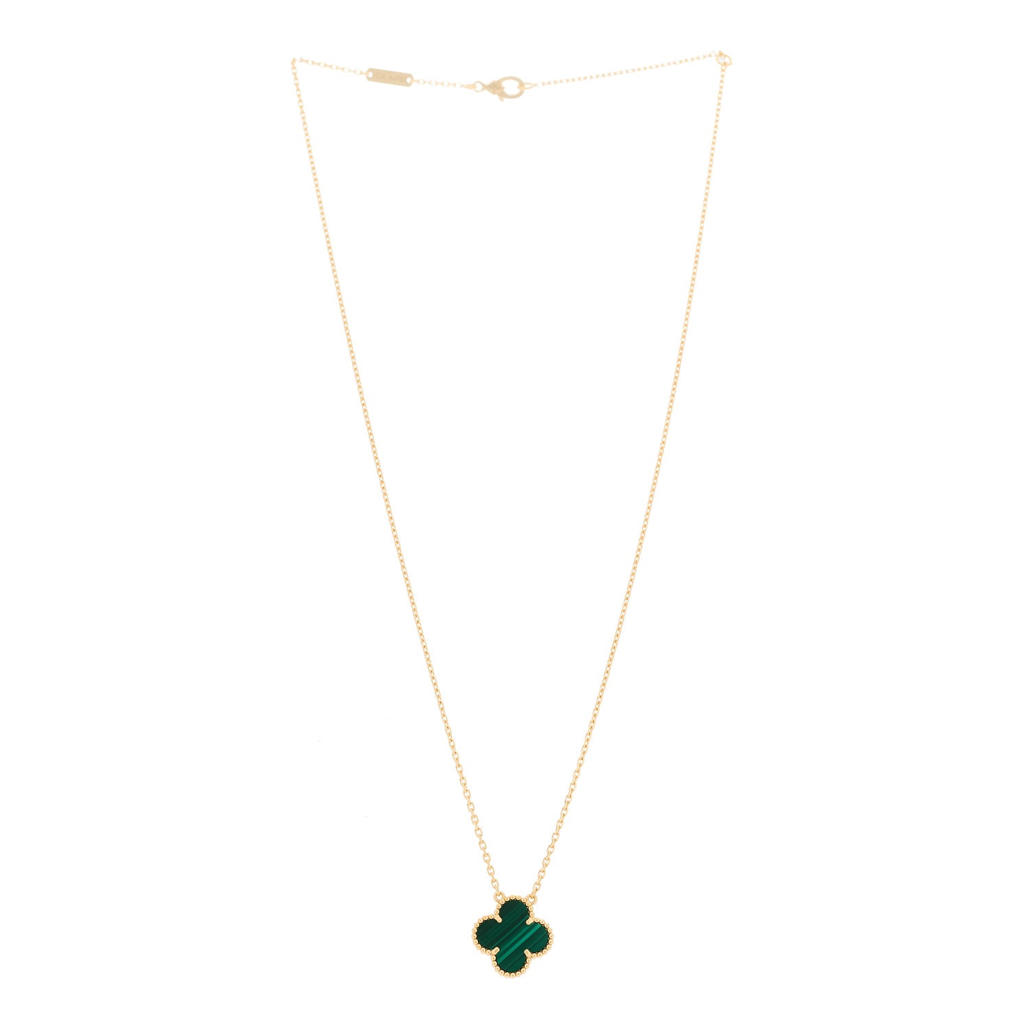 Van Cleef & Arpels 18K Yellow Gold Malachite Vintage Alhambra Pendant Necklace 3 of 6