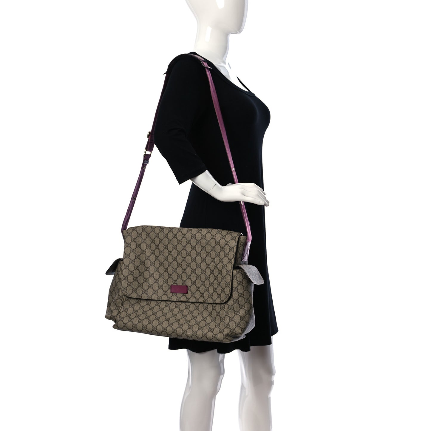 GG Plus Monogram Messenger Diaper Bag Fuchsia