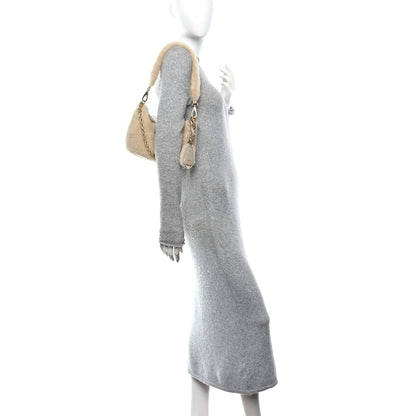 Prada Shearling Nappa Mini Re-Edition Shoulder Bag Ecru 3 of 21