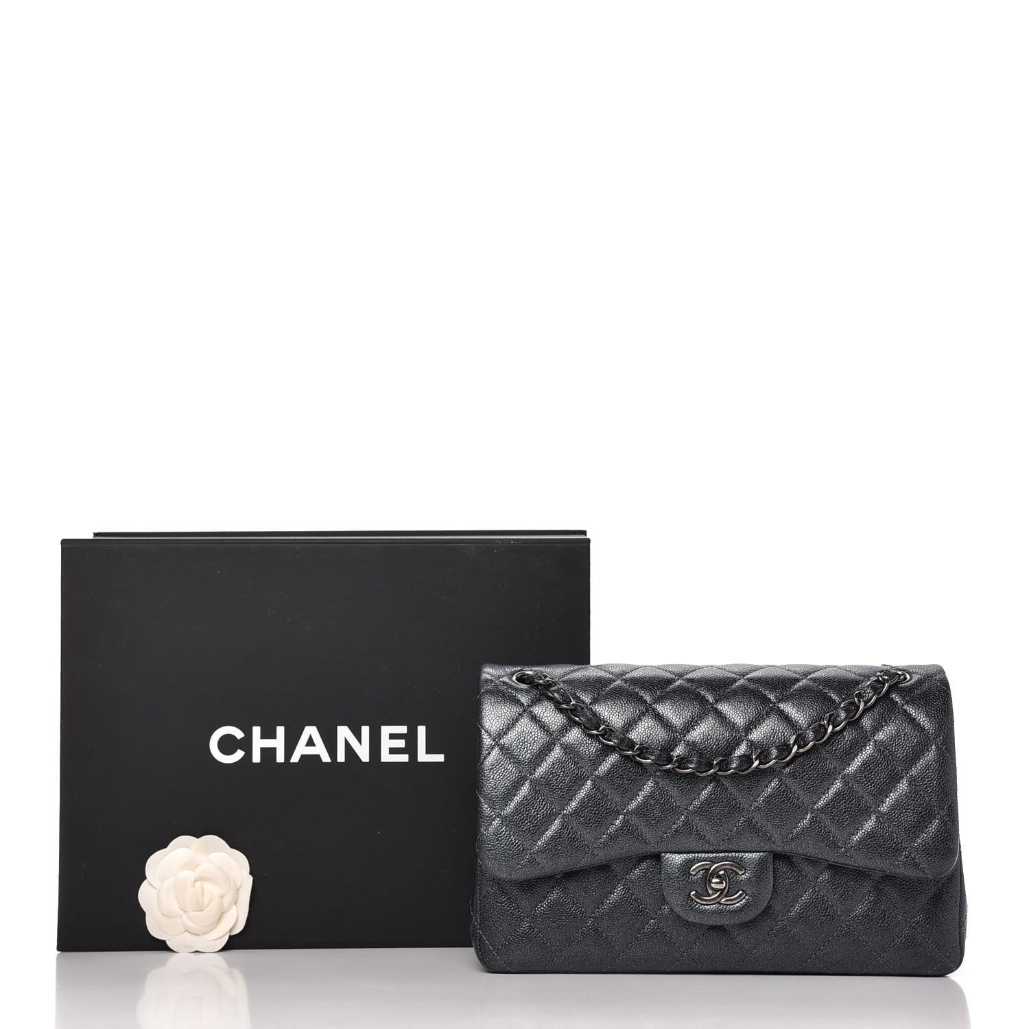 Chanel Pearly Caviar Quilted Jumbo Double Flap Black 11 of 11