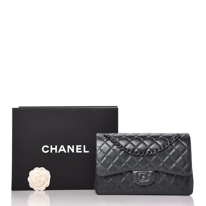 Chanel Pearly Caviar Quilted Jumbo Double Flap Black 11 of 11