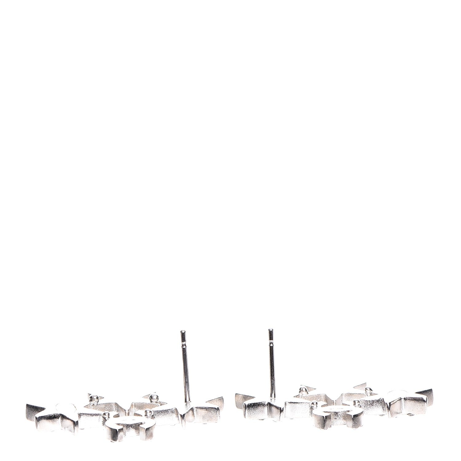 Chanel Crystal CC Star Earrings Silver 3 of 6