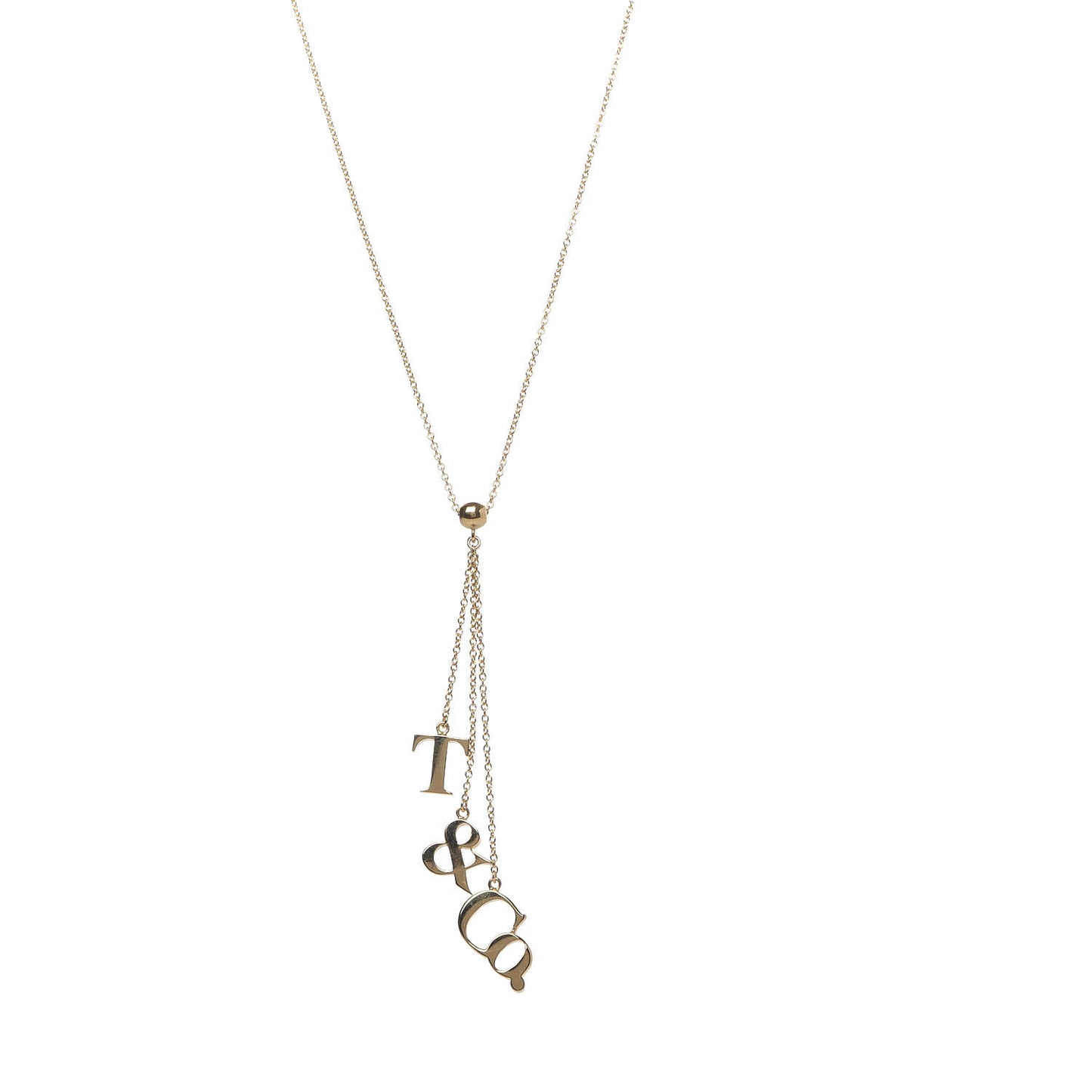 18K Yellow Gold T Lariat Necklace