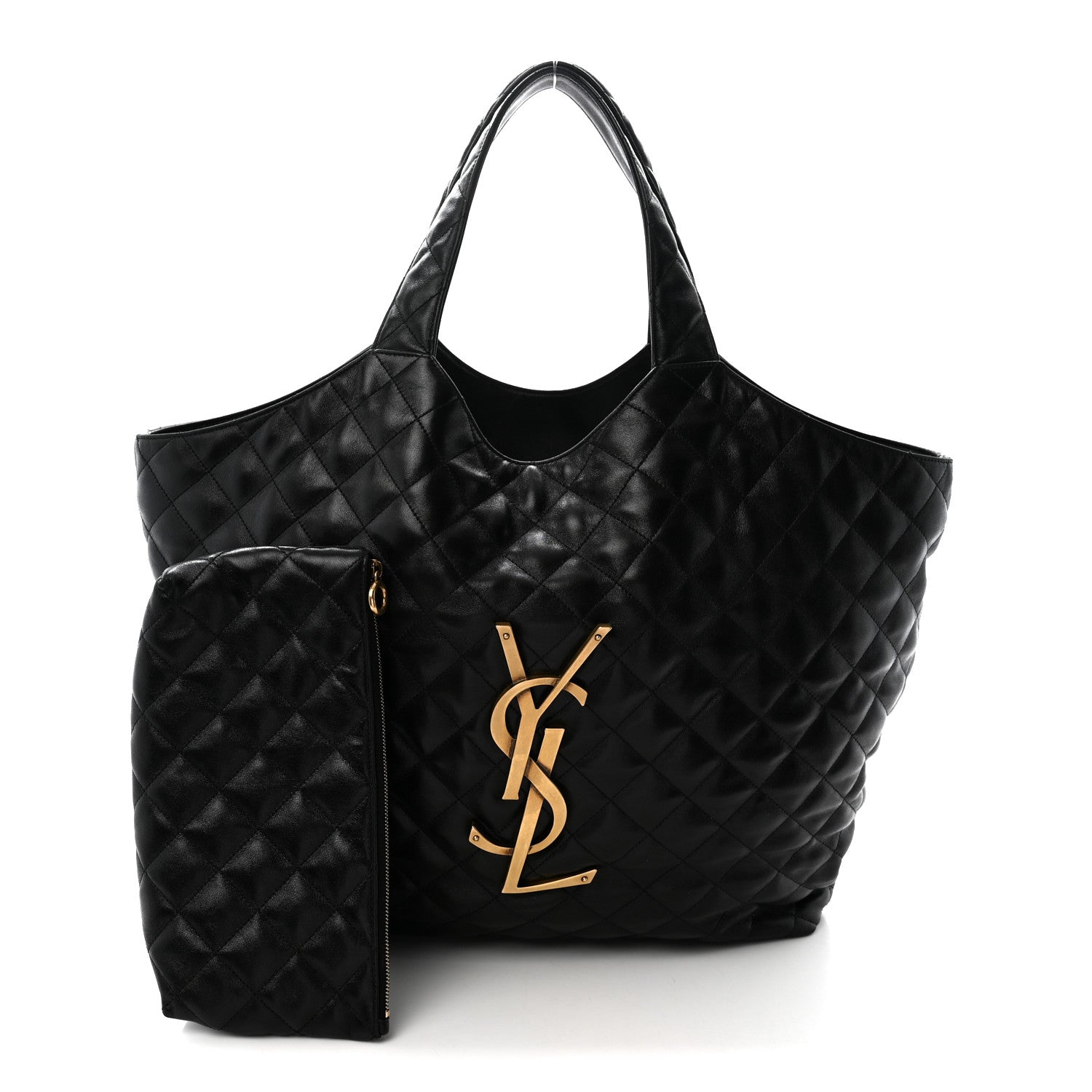 Saint Laurent Lambskin Quilted Maxi Icare Shopping Tote Black 3 of 11