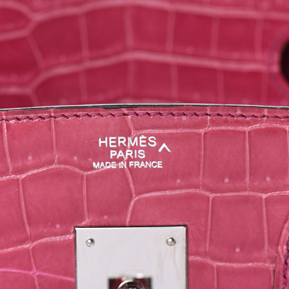 Hermes Shiny Porosus Crocodile Birkin 30 Rose Tyrien 7 of 36