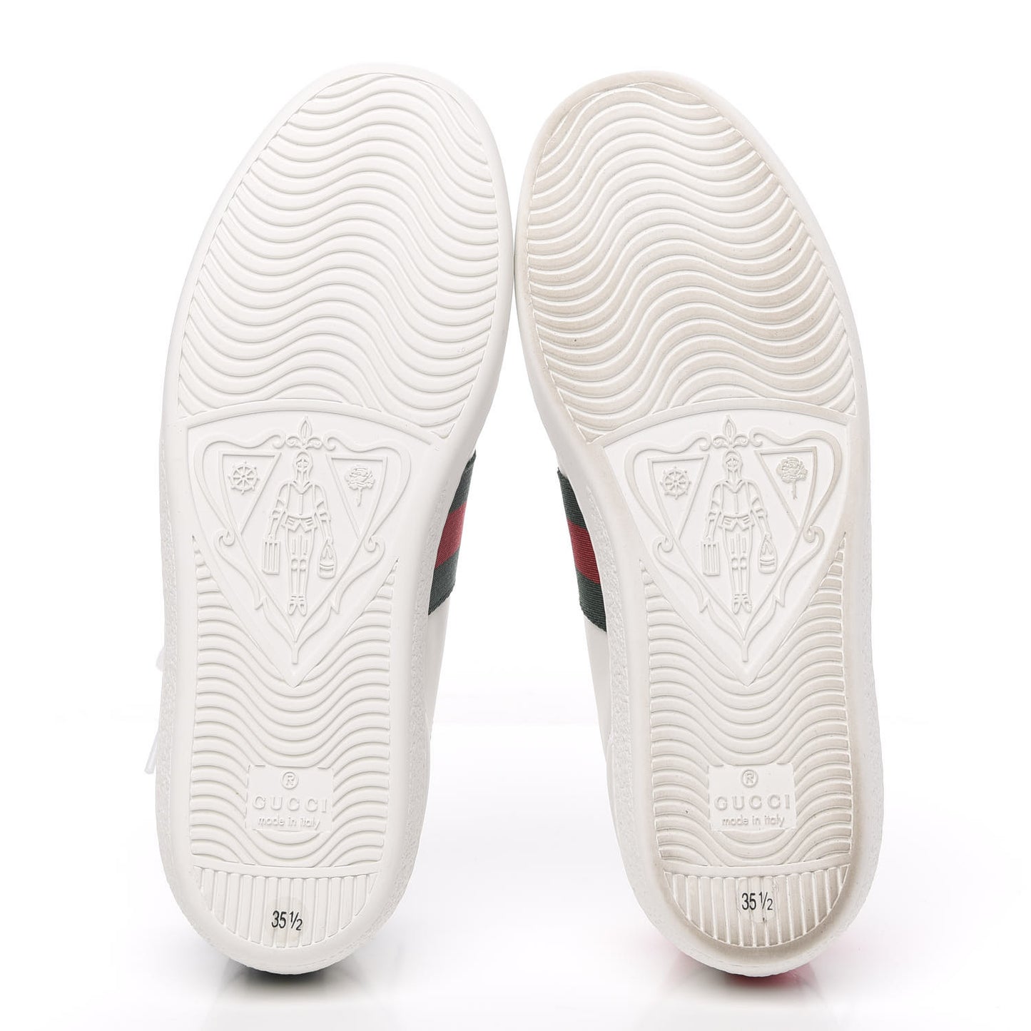 Calfskin Ayers Bee Embroidered Womens Ace Sneakers 35 White Green