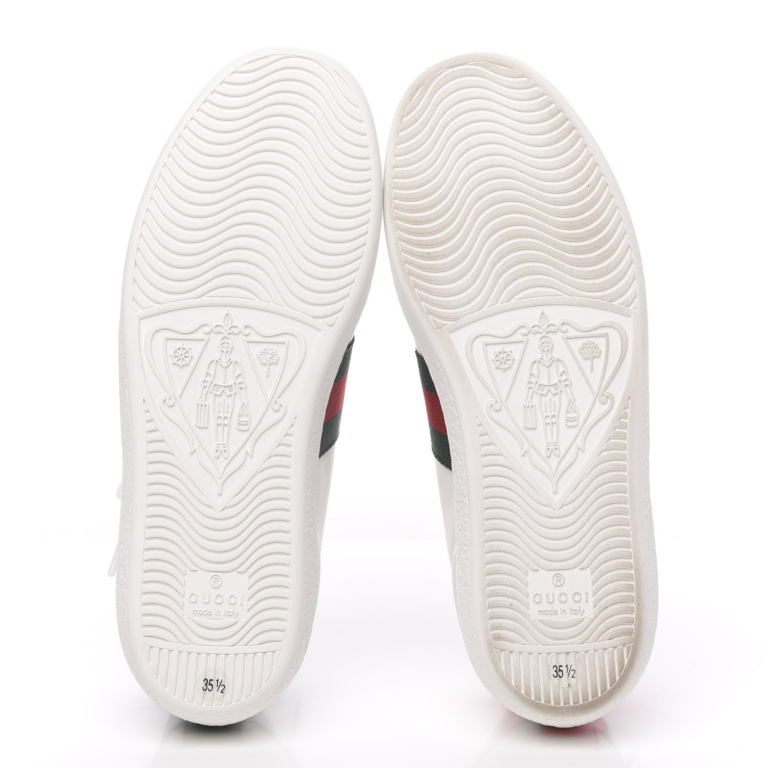 Gucci Calfskin Ayers Bee Embroidered Womens Ace Sneakers 35 White Green 5 of 9