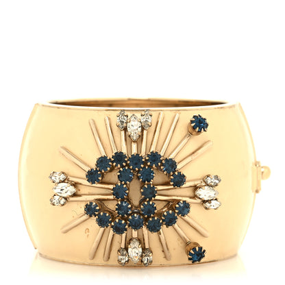 Chanel Crystal CC Cuff Bracelet Gold Multicolor 1 of 5