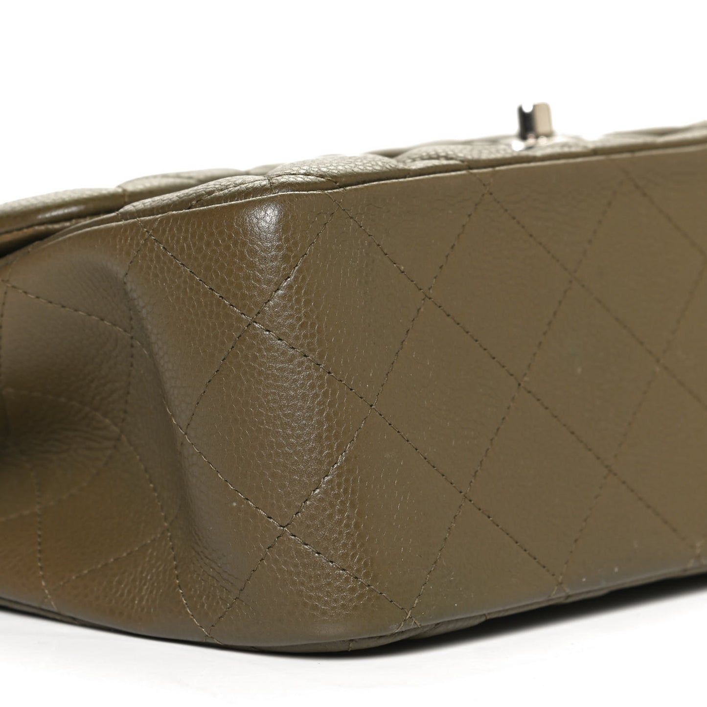 Caviar Quilted Jumbo Double Flap Dark Green