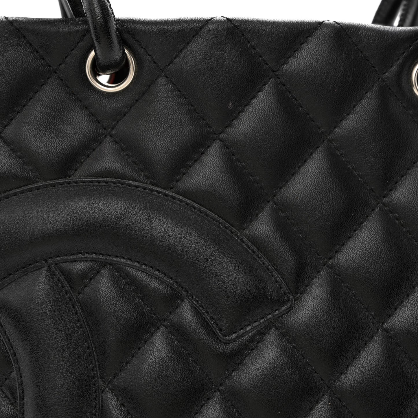 Calfskin Quilted Medium Cambon Tote Black