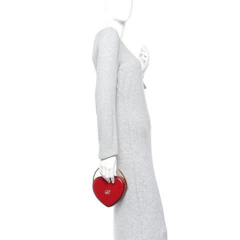Snakeskin Broadway Mini Heart Top Handle Bag Rasberry Candy