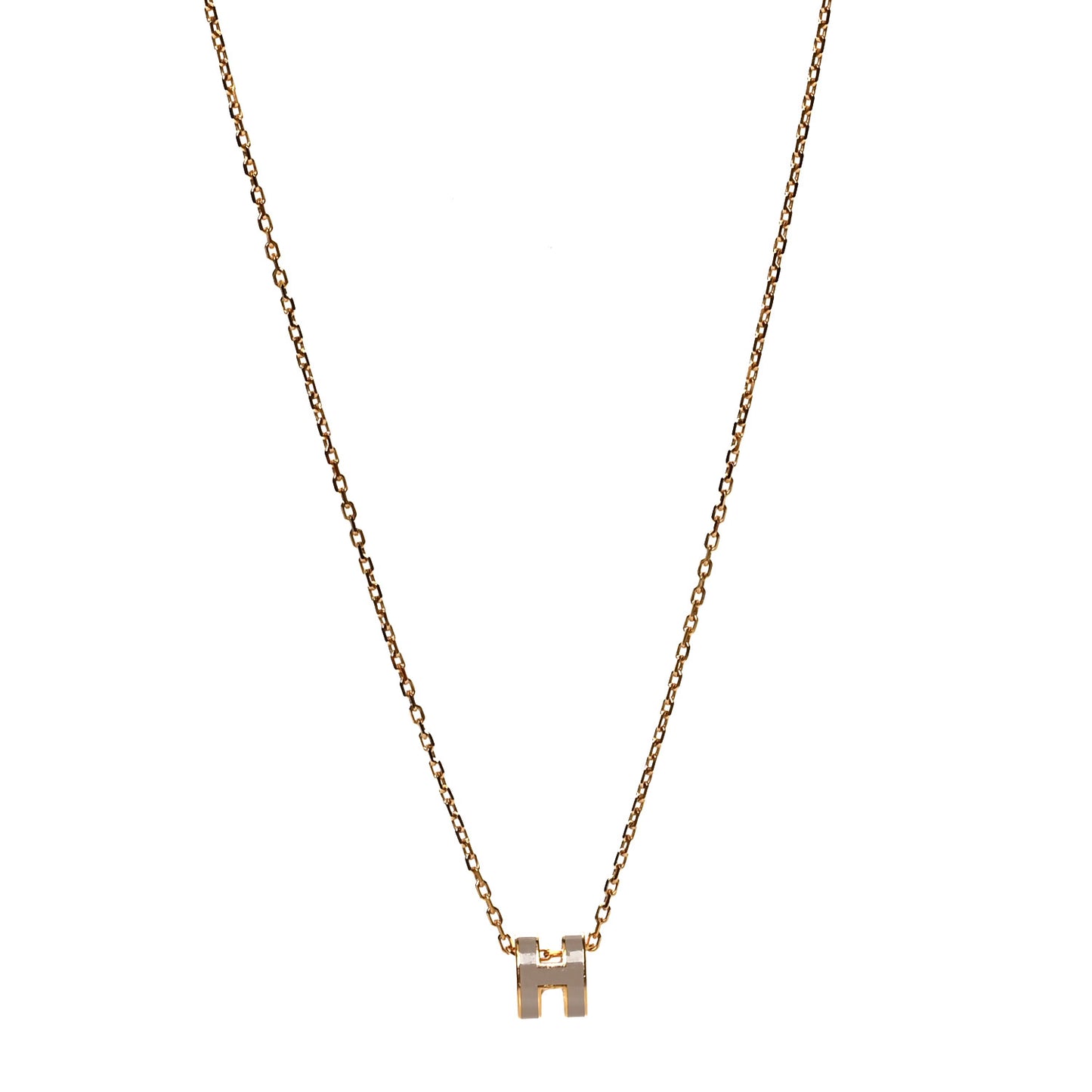 Lacquered Gold Mini Pop H Pendant Necklace Marron Glace