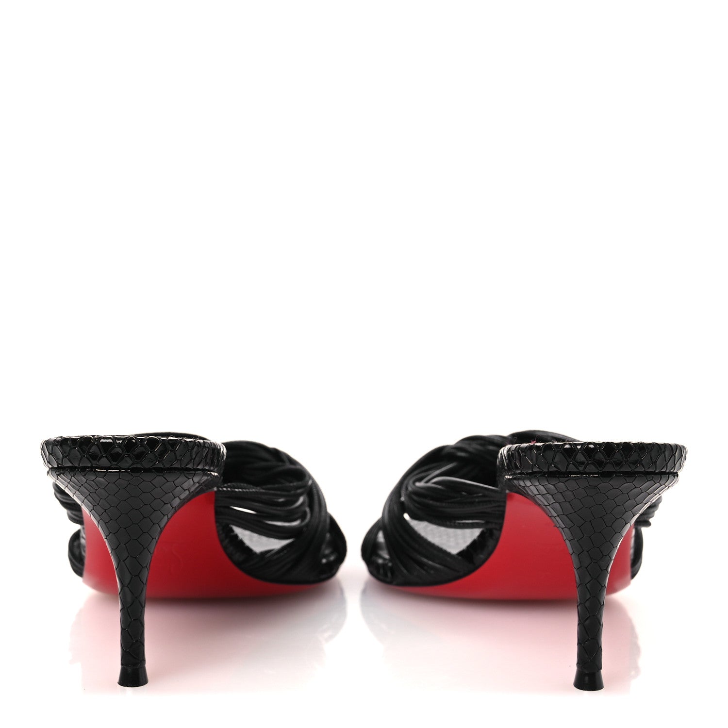 Christian Louboutin Kid Snakeskin Embossed Multitaski 70 Sandals 37 Black 6 of 11