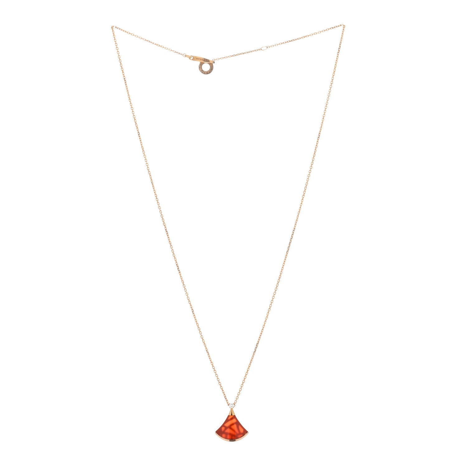 Bulgari 18K Rose Gold Diamond Carnelian Divas' Dream Pendant Necklace 2 of 3