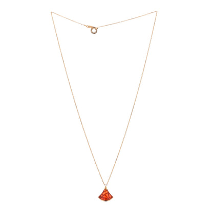 Bulgari 18K Rose Gold Diamond Carnelian Divas' Dream Pendant Necklace 2 of 3