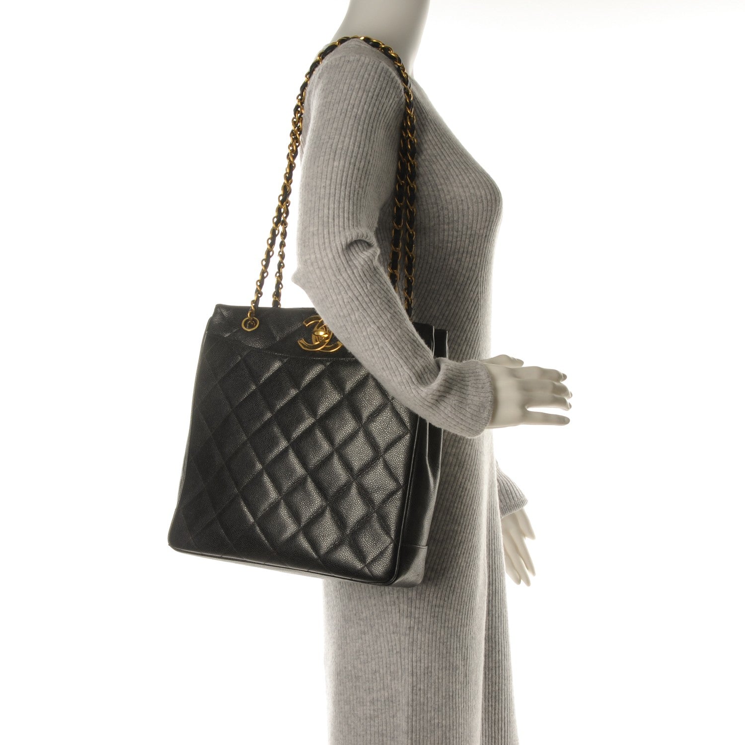 Chanel Caviar Quilted CC Shoulder Bag Black 2 of 8