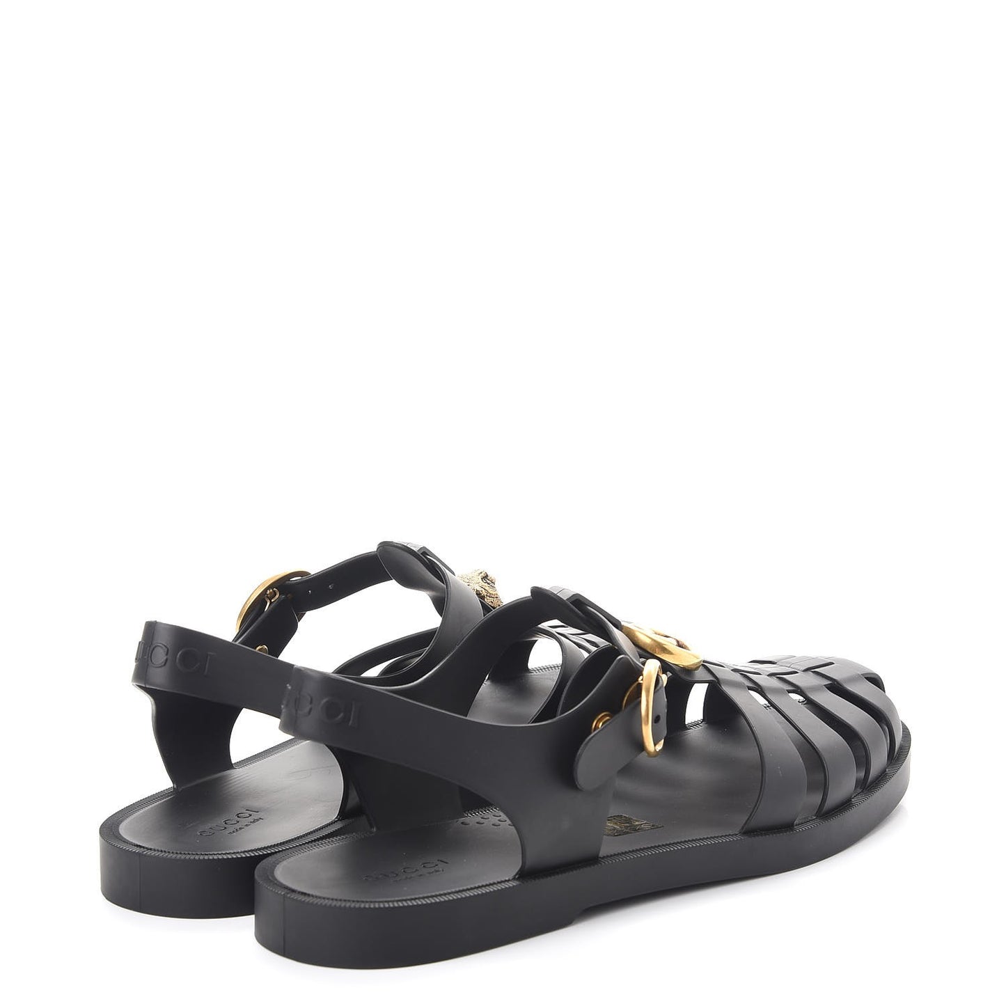Rubber Mens Buckle Strap Sandals 8 Black