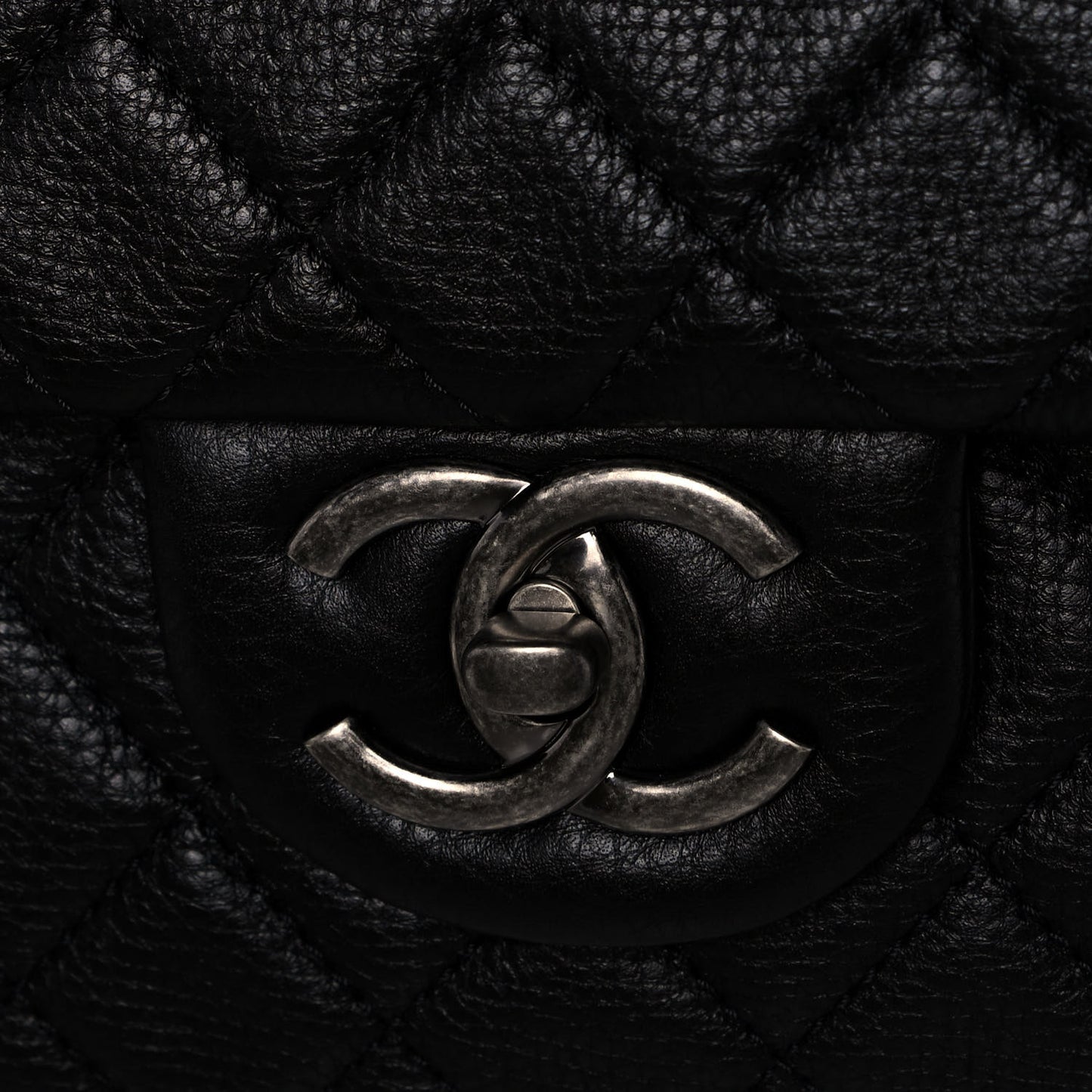 Calfskin Quilted XXL Travel Flap Bag Black