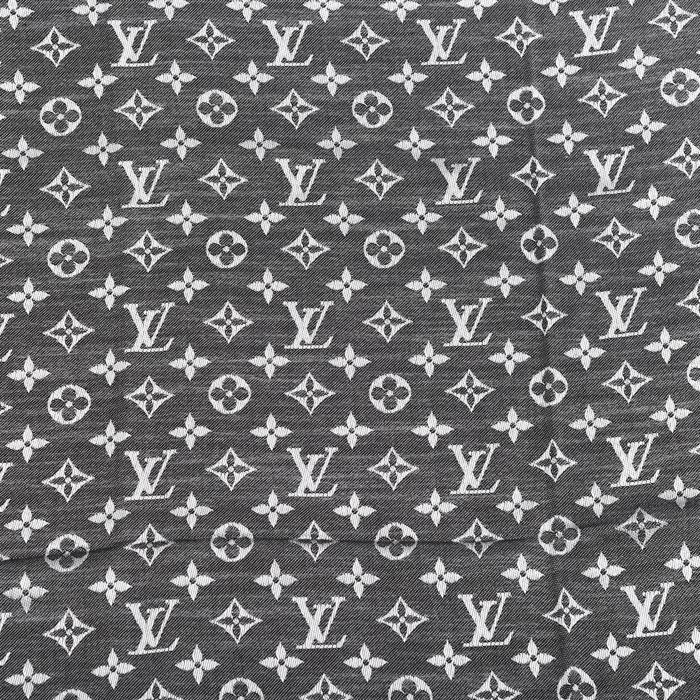 Silk Wool Monogram Denim Shawl Black