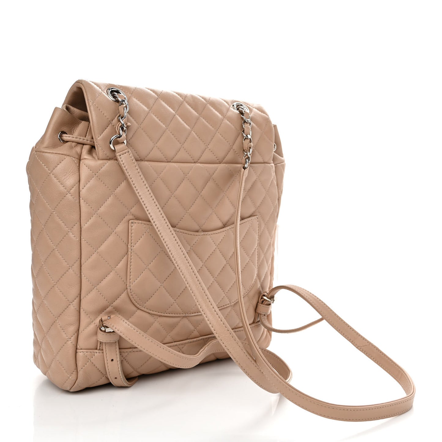 Lambskin Quilted Large Urban Spirit Backpack Beige