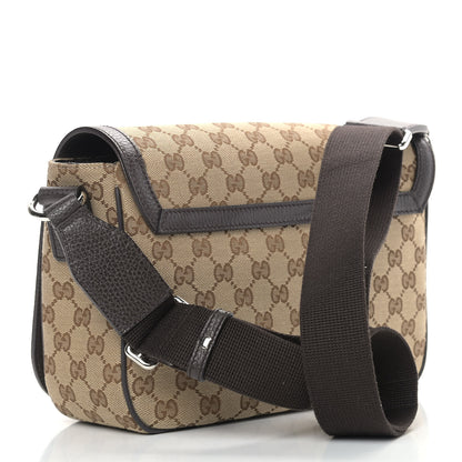 Gucci Monogram Flap Messenger Bag Beige Dark Brown 2 of 9