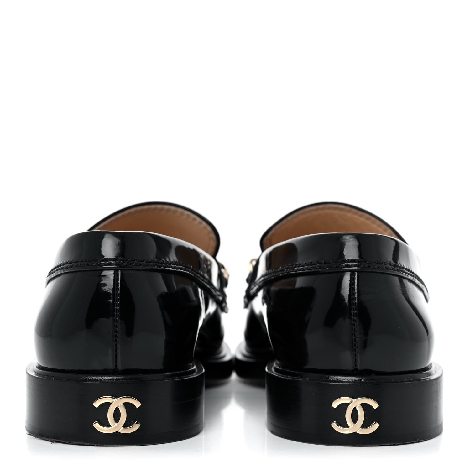 Chanel Shiny Calfskin Logo Loafers 37 Black 5 of 11