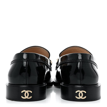 Chanel Shiny Calfskin Logo Loafers 37 Black 5 of 11