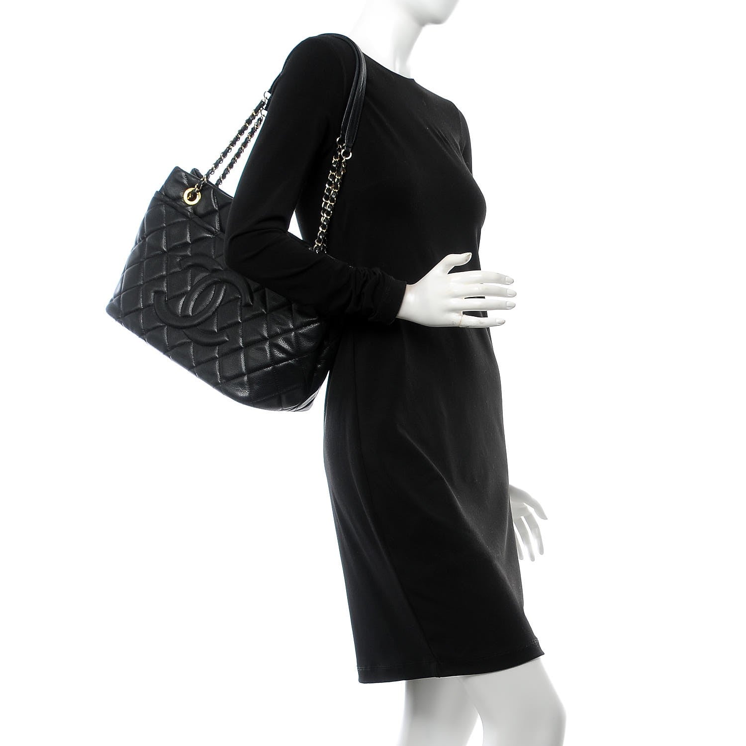 Chanel Caviar Quilted CC Timeless Soft Tote Black 2 of 8