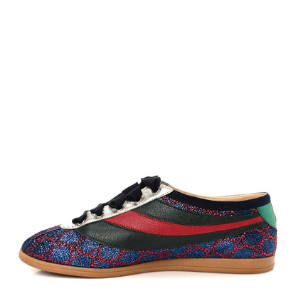 Gucci Lurex Calfskin Web GG Monogram Mens Falacer Sneakers 8.5 Iridescent Blue Iridescent Red Silver 1 of 11