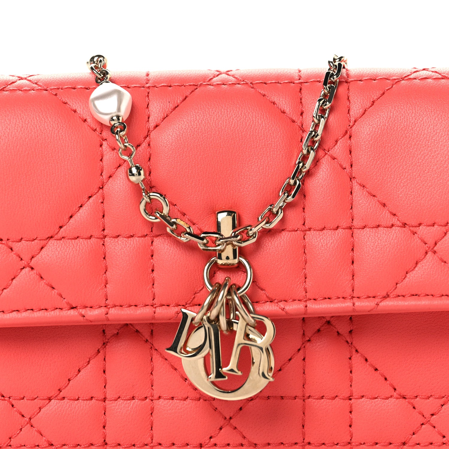 Christian Dior Lambskin Cannage Miss Dior Glycine Wallet on Chain Pink 7 of 10