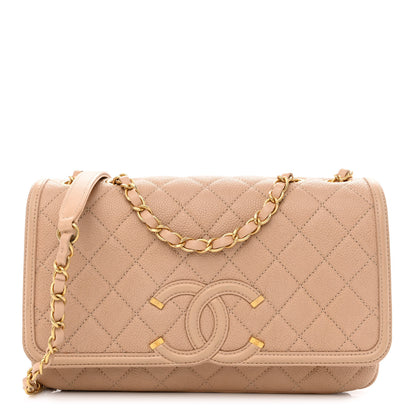 Chanel Caviar Quilted Medium CC Filigree Flap Beige 1 of 13