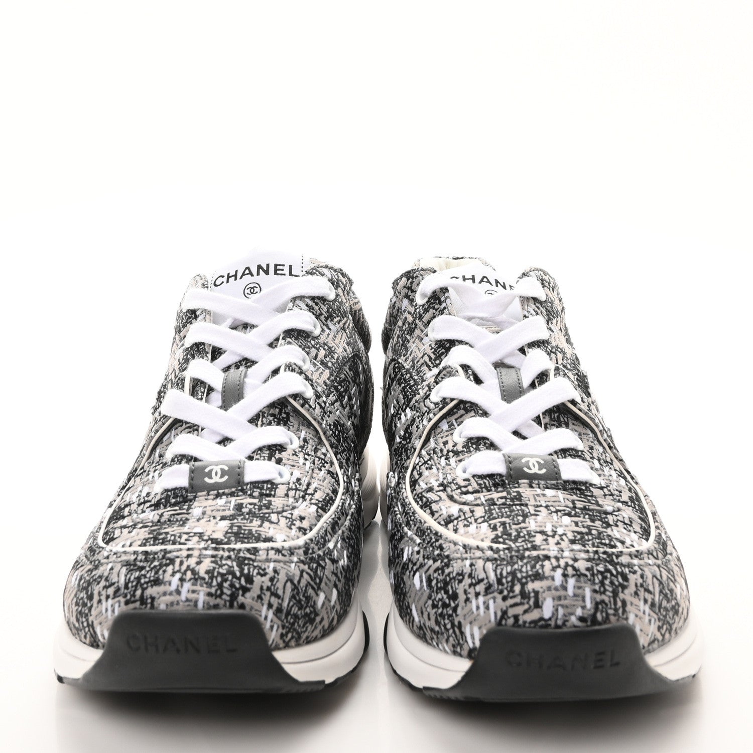 Chanel Tweed Mens CC Sneakers 43 Grey Black 3 of 9