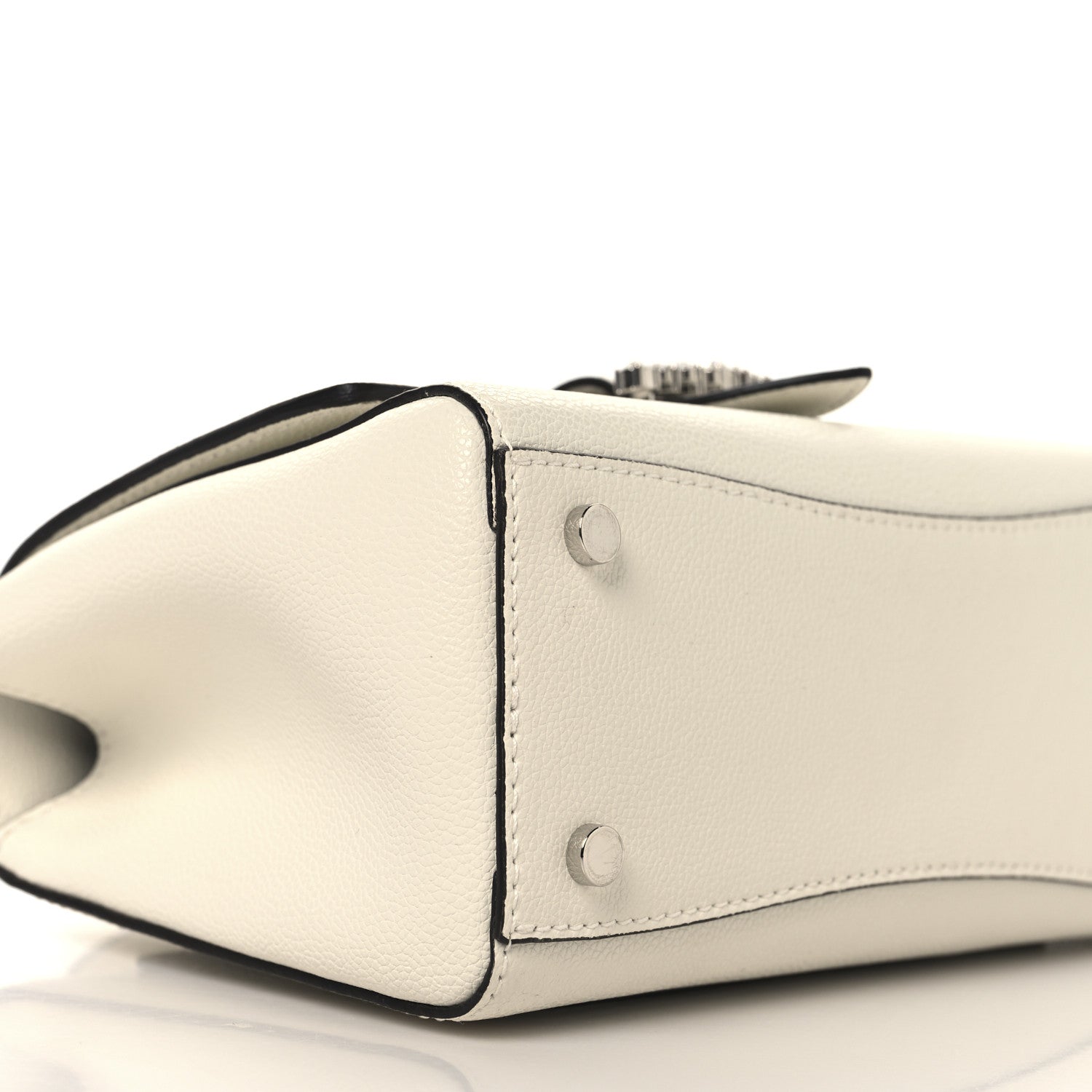 Jimmy Choo Calfskin Crystal Small Cheri Top Handle Bag Milk