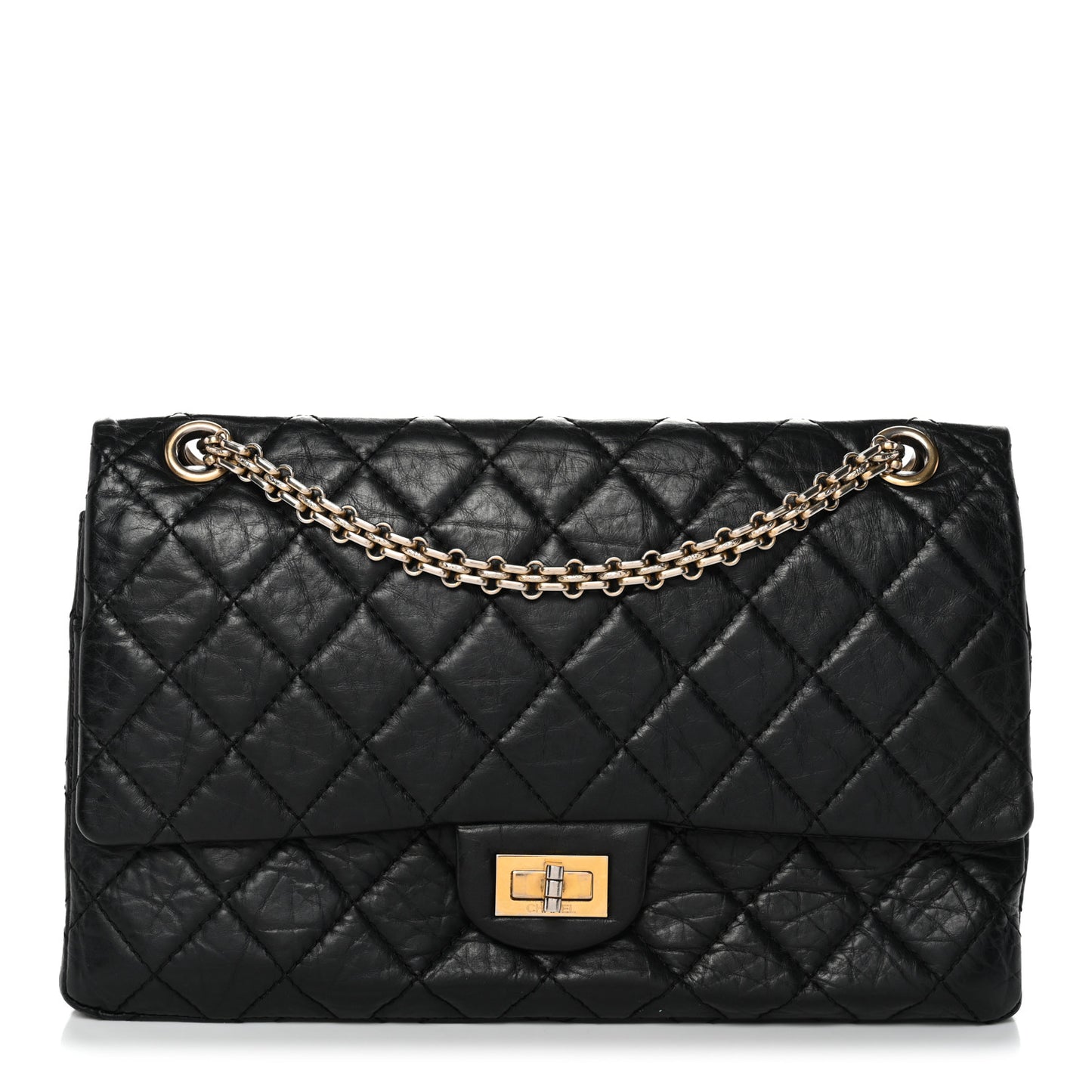 Aged Calfskin Quilted 2.55 Reissue 226 Flap Black