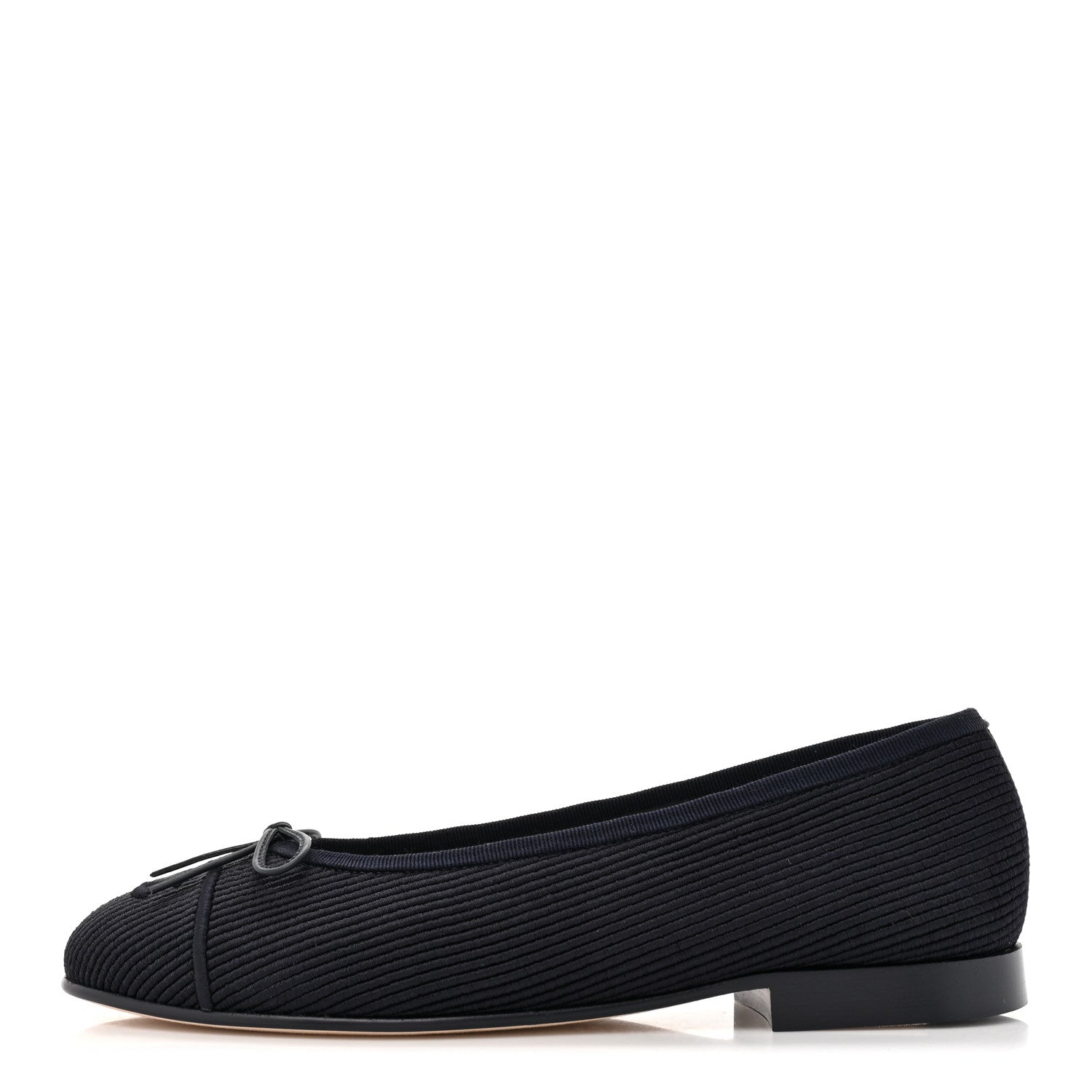 Chanel Embroidered Fabric Cap Toe CC Ballerina Flats 38 Dark Navy Blue 1 of 9