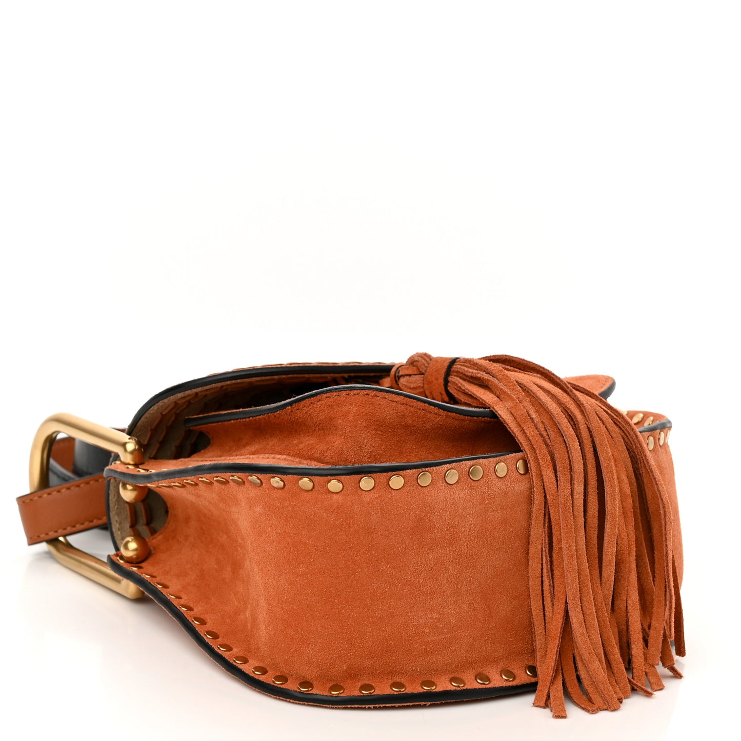 Suede Calfskin Braided Mini Hudson Shoulder Bag Caramel