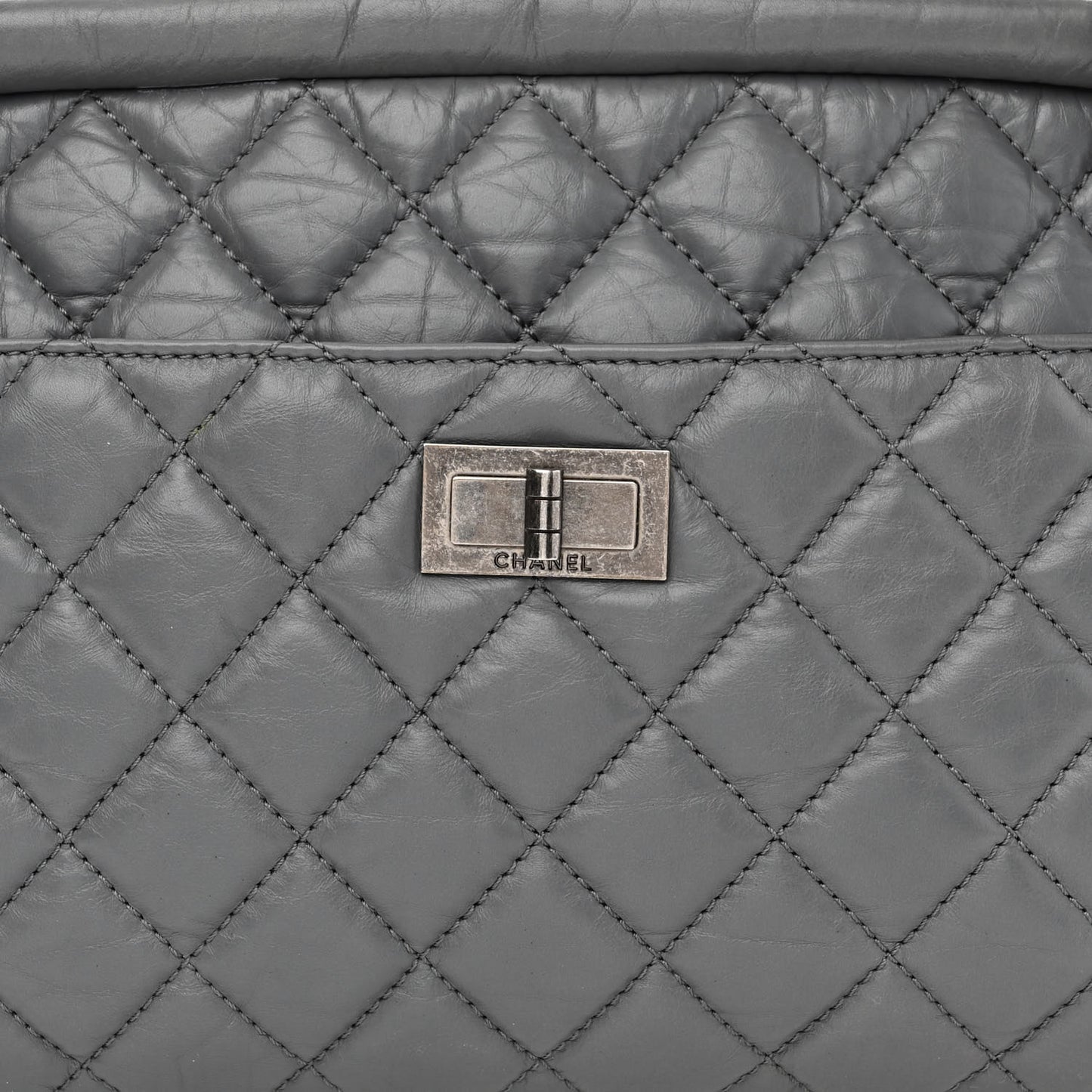 Aged Calfskin Quilted Medium Reissue Camera Case Grey