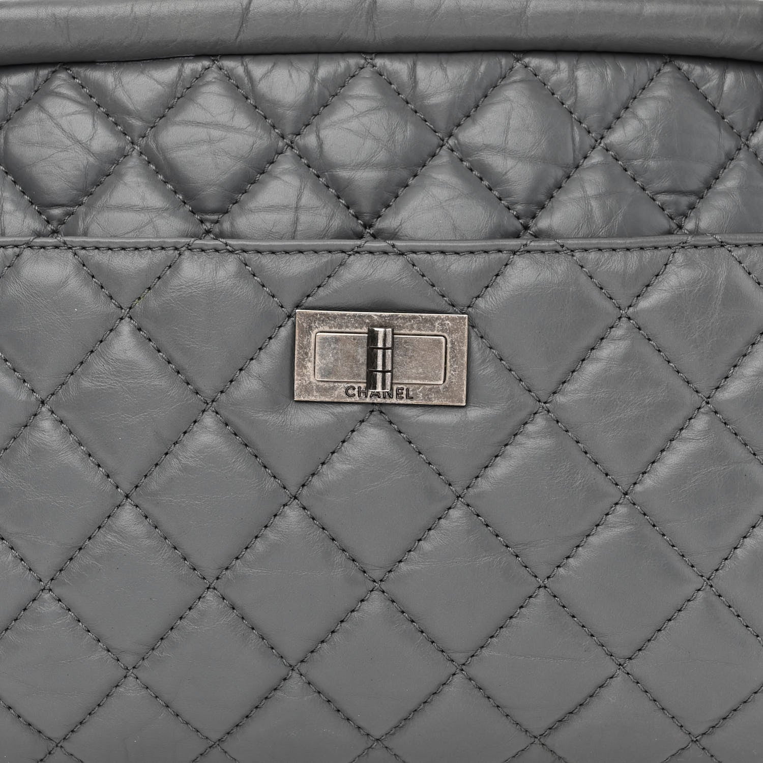 Chanel Aged Calfskin Quilted Medium Reissue Camera Case Grey 8 of 10