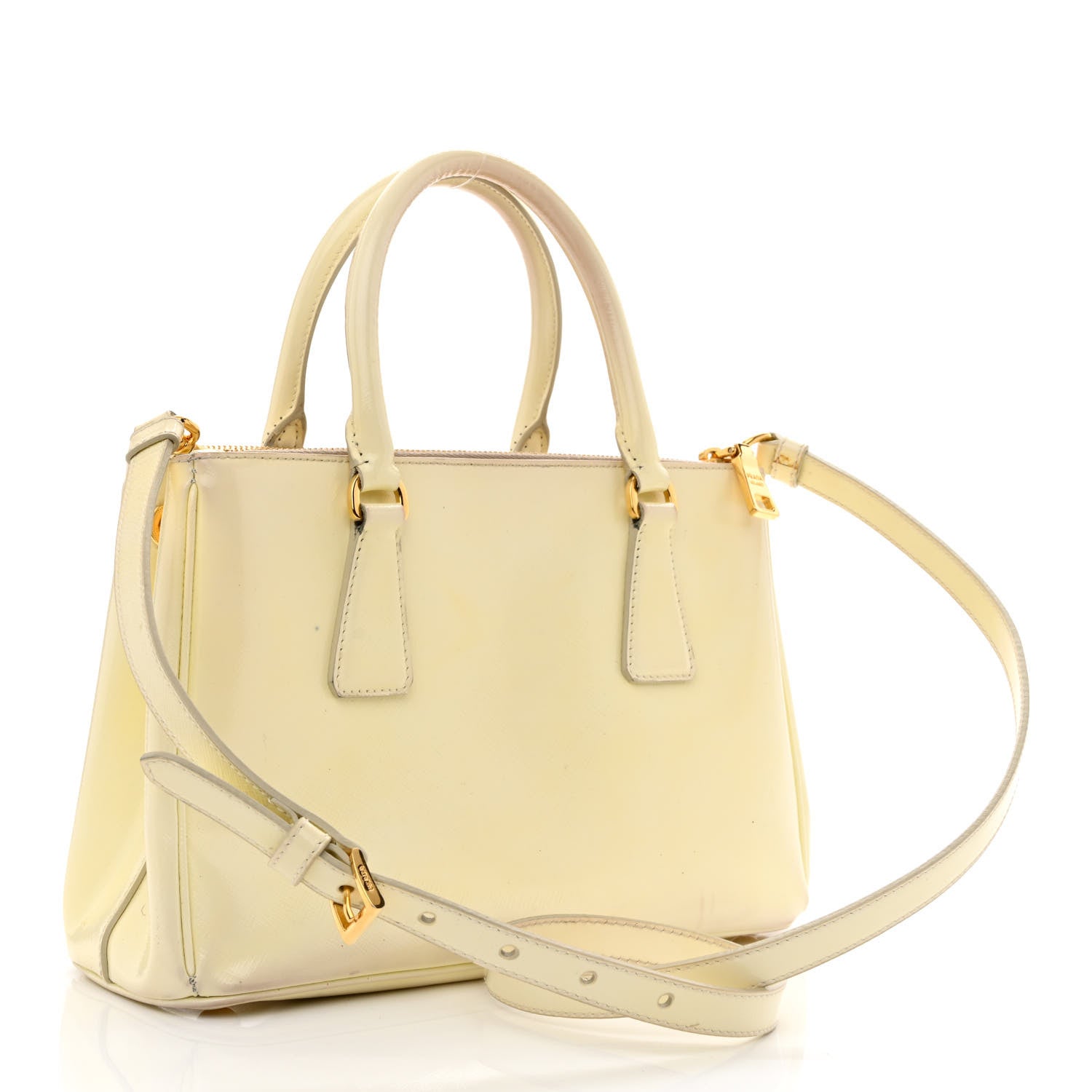 Prada Saffiano Vernice Mini Galleria Double Zip Tote Bianco 3 of 17