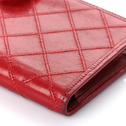Chanel Calfskin Diamond Stitched French Wallet Red 9 of 14