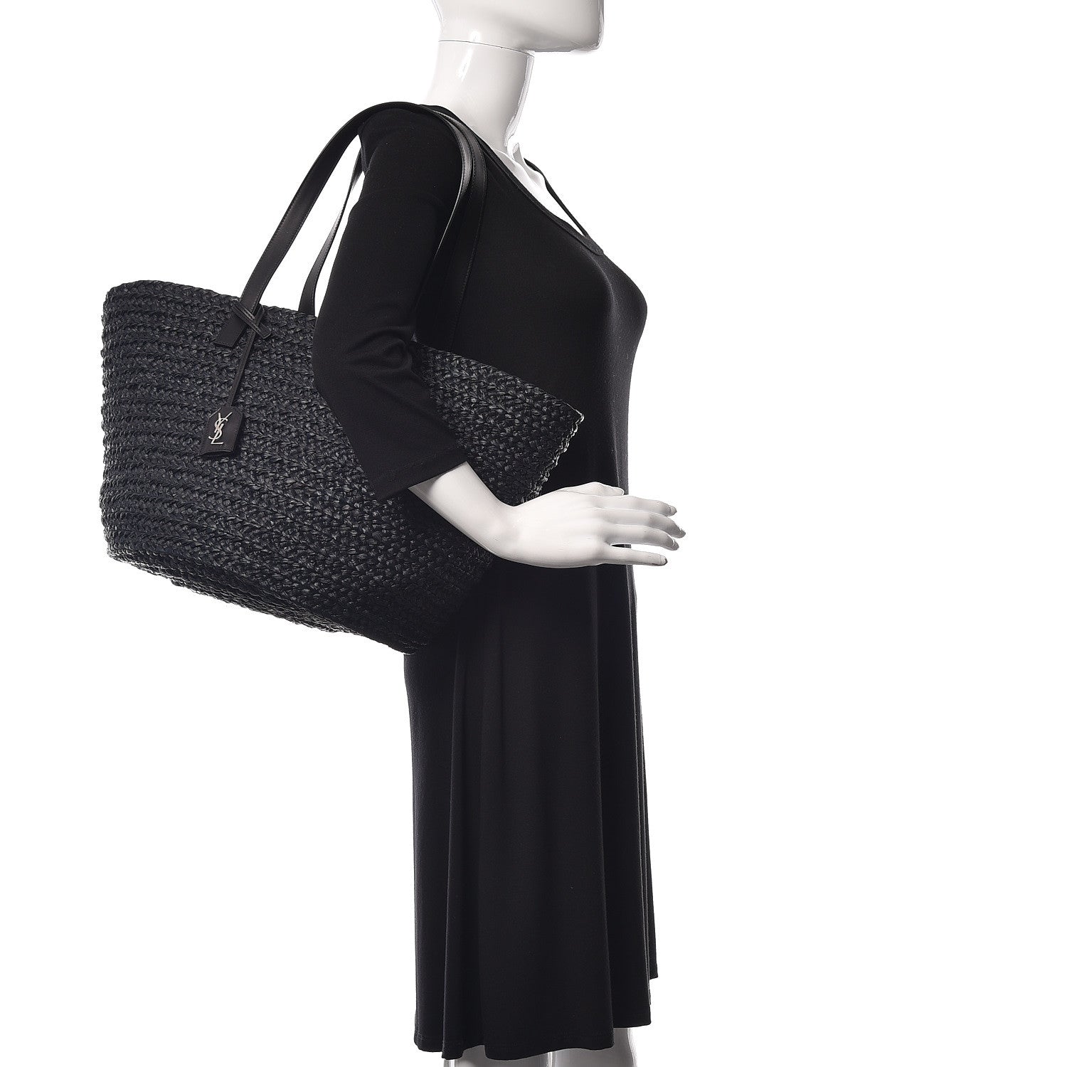Saint Laurent Raffia Medium Panier Bag Black 2 of 10