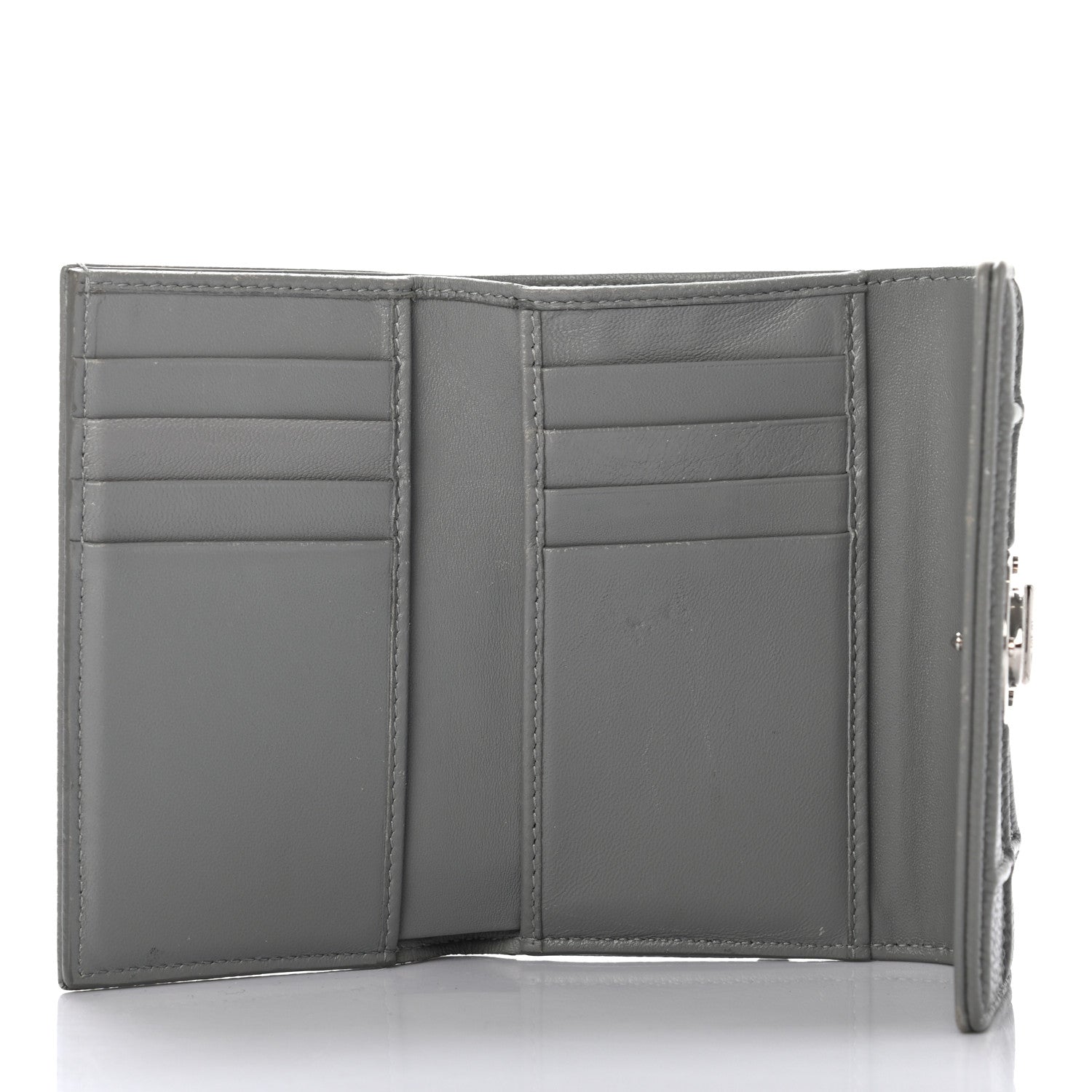 Christian Dior Grained Calfskin Cannage Diorama Elancee Wallet Grey 5 of 8