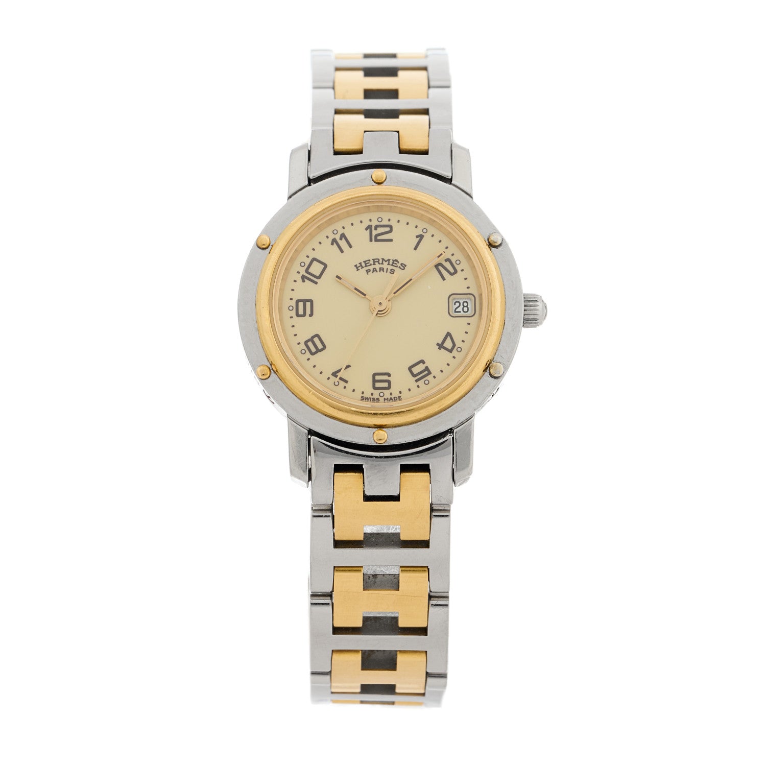 Hermes Stainless Steel 24mm Clipper Quartz Watch Gold 1 of 4