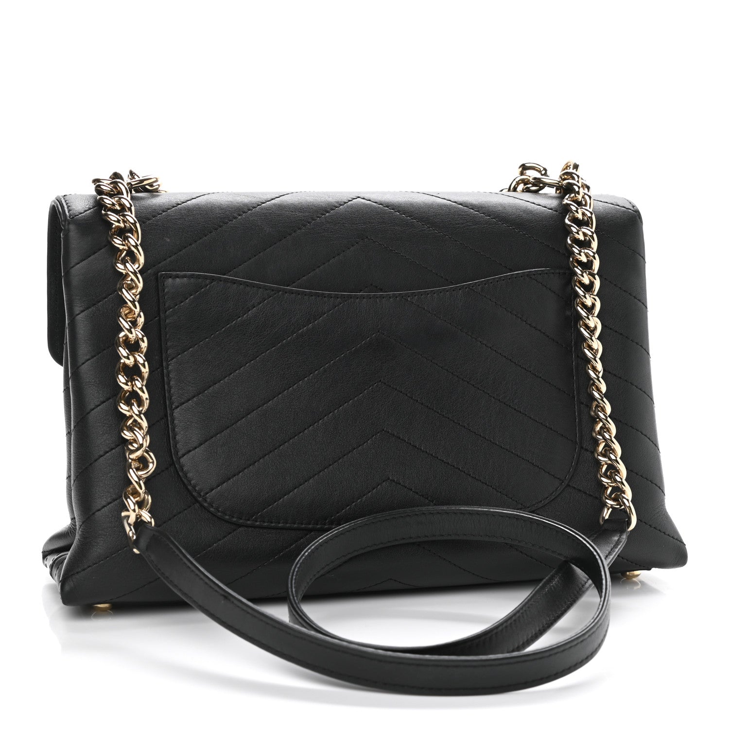 Chanel Calfskin Chevron Stitched Medium Coco Flap Bag Black 3 of 16