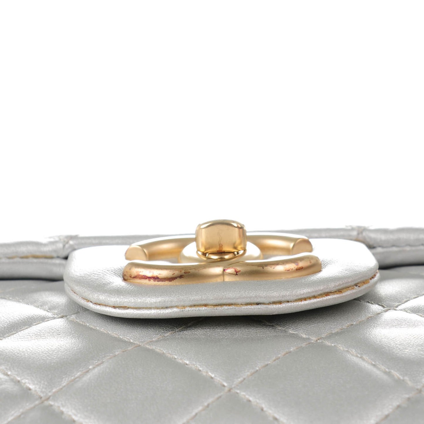 Metallic Lambskin Quilted Maxi Single Flap Silver