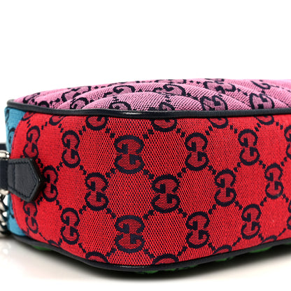 Gucci Monogram Multicolor Matelasse Diagonal Small GG Marmont Chain Shoulder Bag Pink Blue Green Red Light Blue 10 of 12