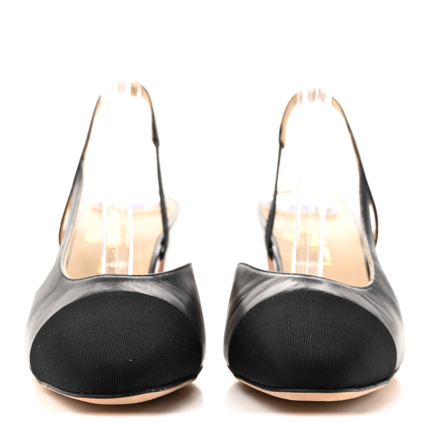 Lambskin Grosgrain Cap Toe CC Slingback Pumps 39 Black